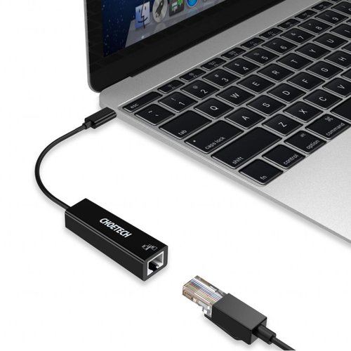 Choetech Adaptateur Ethernet USB Type-C à RJ45 13CM - Noir