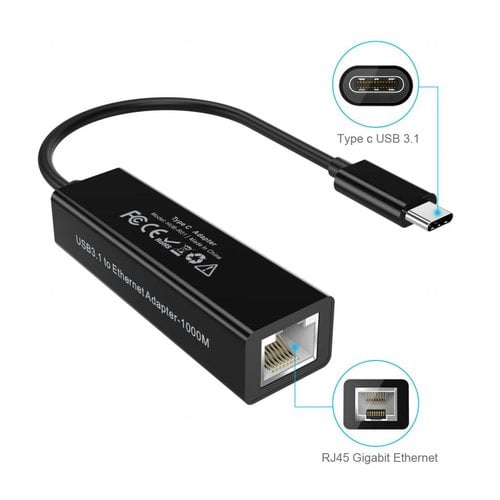 Choetech USB Typ C auf RJ45 Ethernet Adapter 13CM - Schwarz