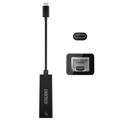 Choetech Adaptateur Ethernet USB Type-C à RJ45 13CM - Noir