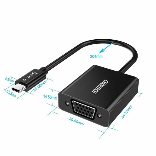 Choetech Adaptateur USB-C vers VGA en aluminium - 2K @ 60hz - 15Cm