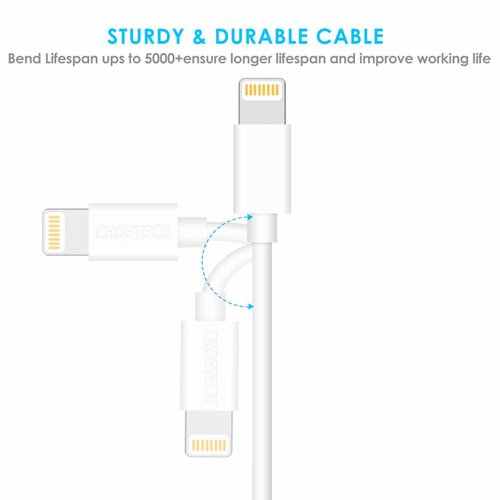 Choetech USB A to Lightning charging cable - MFI certified - Cable length 60cm - White