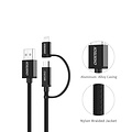 Choetech - Câble de charge et de données 2 en 1 avec connecteur Lightning et Micro-USB - 1,8 M - Noir