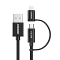 Choetech - Câble de charge et de données 2 en 1 avec connecteur Lightning et Micro-USB - 1,8 M - Noir