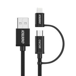 Choetech - 2-in-1 Lade- und Datenkabel mit Lightning und Micro-USB-Anschluss - 1,8M - Schwarz