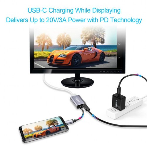 Choetech Aluminium USB-C auf Mini Display Port Adapter mit Power Delivery 4K @ 60Hz