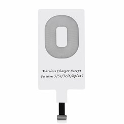 QI oplaadpad / oplaad ontvanger met Lightning connector voor draadloos opladen – Ultradun ontwerp – Compatible met iPhone / Apple – IC chip - Wit