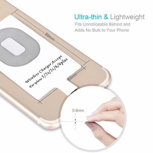 Choetech QI charging pad / charging receiver with Lightning connector for wireless charging - Ultra-thin design - Compatible with iPhone / Apple - IC chip - White