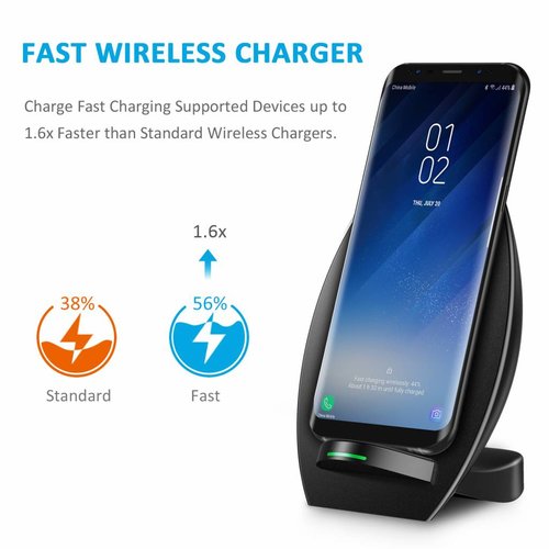 Choetech - Wireless Qi-Ladestation für Smartphones - 10 W - Schnellladetechnologie - Eingebaute Belüftung - Schwarz