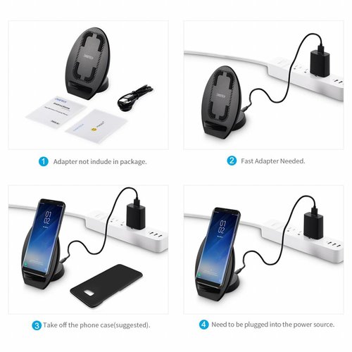 Choetech - Wireless Qi-Ladestation für Smartphones - 10 W - Schnellladetechnologie - Eingebaute Belüftung - Schwarz