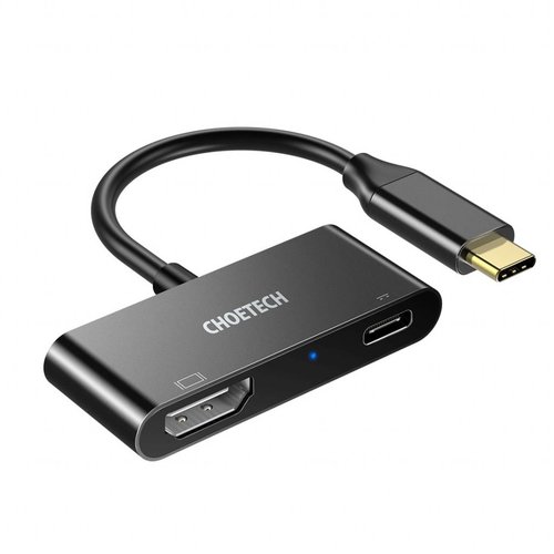 Choetech - USB Type-C to HDMI Adapter - 60W Power Delivery - Supports Ultra HD 4K @ 60Hz - Very compact - Black