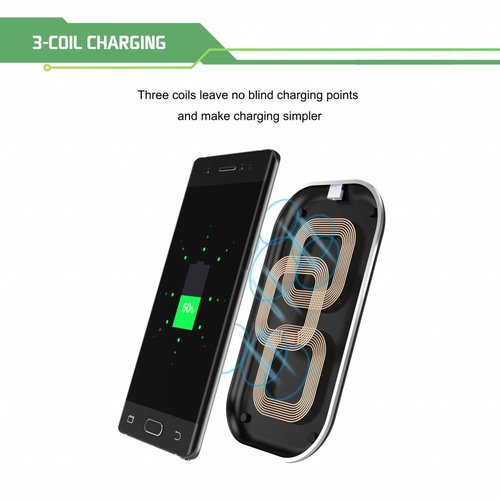Choetech Wireless Qi Smartphone charger with 3 coils - 10W - Black