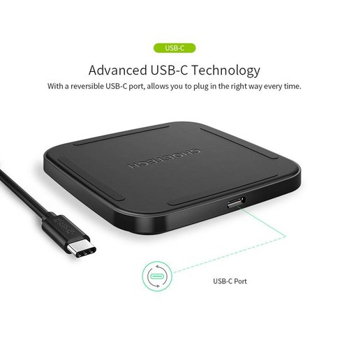 Choetech - Draadloze Qi oplader inclusief  USB Type-C kabel - Geschikt voor Smartphones - 10W - LED-indicator - Zwart