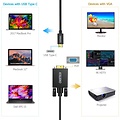 Choetech Câble USB Type-C à VGA -1080P - 1,8 mètre - Noir