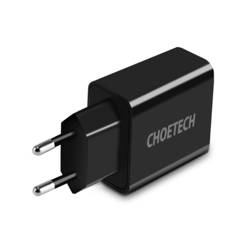 Choetech - Adapter mit zwei Anschlüssen und 2 USB-Ladestationen vom Typ A - Inklusive LED-Anzeige - 3A - LED-Anzeige - Schwarz
