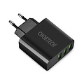 Choetech - Universal adapter with 3 USB Type-A charging ports - With LED display - 3A- Black