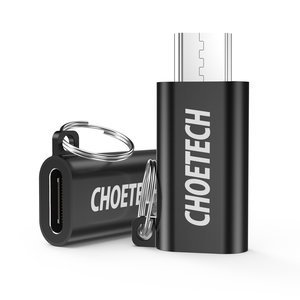 Choetech Adaptateur micro USB vers USB-C pour charger et synchroniser - Porte-clés - Noir