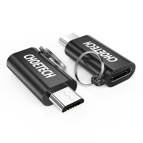 Choetech Micro USB naar USB-C adapter voor opladen en synchroniseren - Sleutelhanger - Zwart