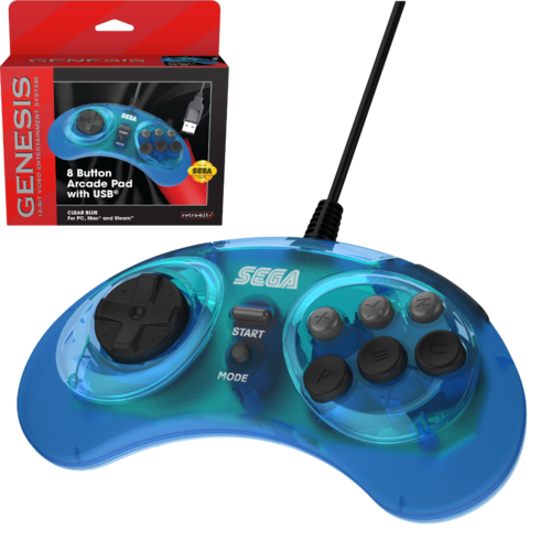 retro-bit 8-Tasten-Arcade-Pad-Controller von SEGA Genesis - USB