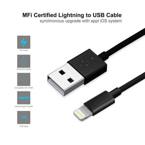 Choetech Câble de charge MFi USB-A vers Lightning - 1,8 M