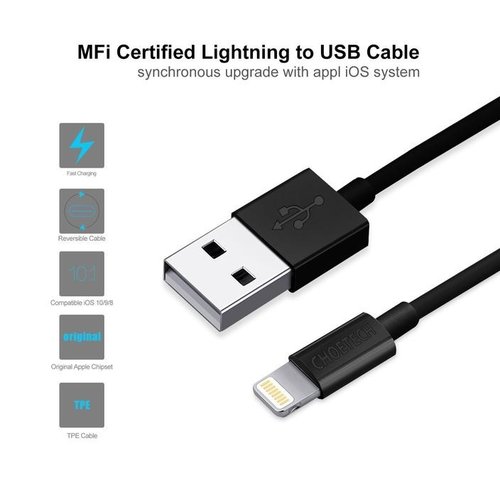Choetech MFi USB-A to Lightning charging cable - 1.8M