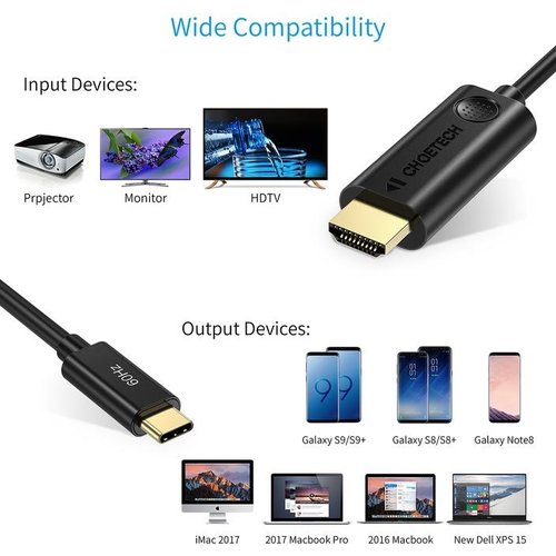 Choetech USB-C to HDMI cable 4Kx2K @ 60Hz - DP Alt Mode - 1.8M