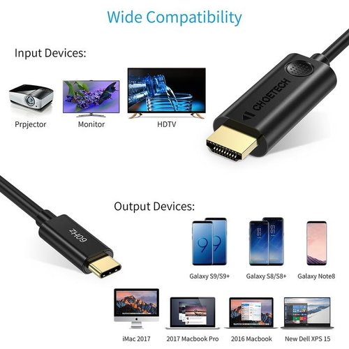 Choetech USB-C-zu-HDMI-Kabel 4Kx2K bei 60 Hz - DP Alt-Modus - 1,8 M.