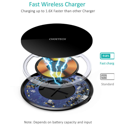 Choetech wireless charger - 15W Fast Charge - Black