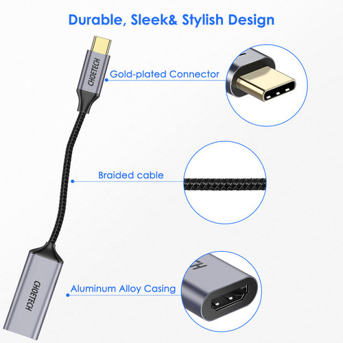 Choetech Aluminium USB-C zu HDMI Adapter - 4Kx2K @ 60Hz - Koax