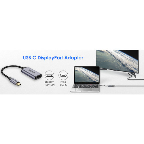 Choetech Aluminum USB-C to DP adapter - Coax - 4Kx2K @ 60Hz - DP Alt Mode