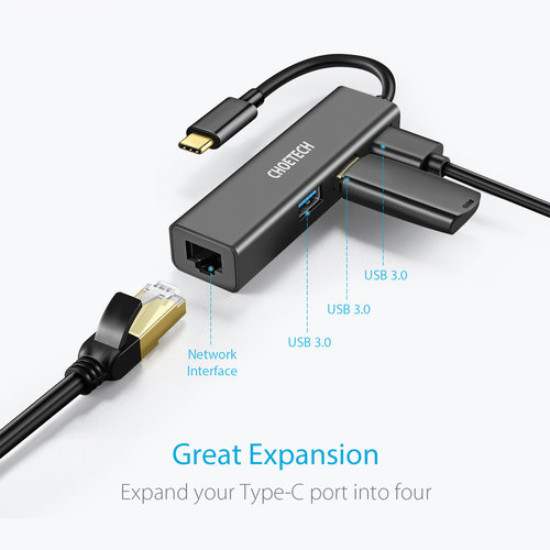 Choetech USB-C to RJ45 adapter and 3x USB 3.0