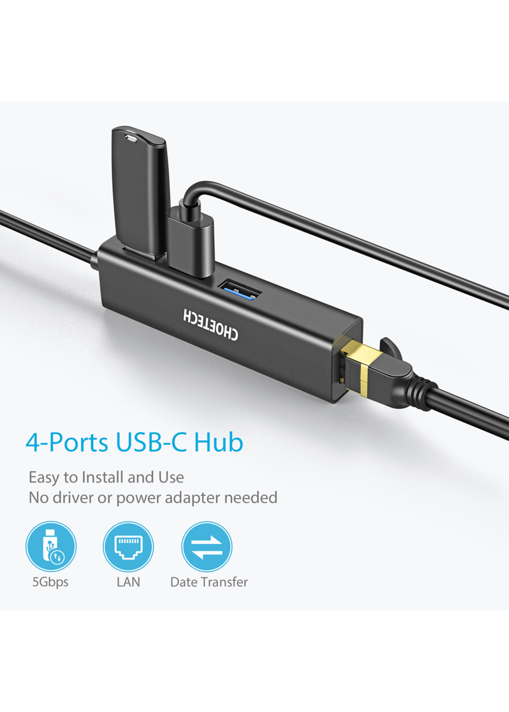 Choetech USB-C to RJ45 adapter and 3x USB 3.0