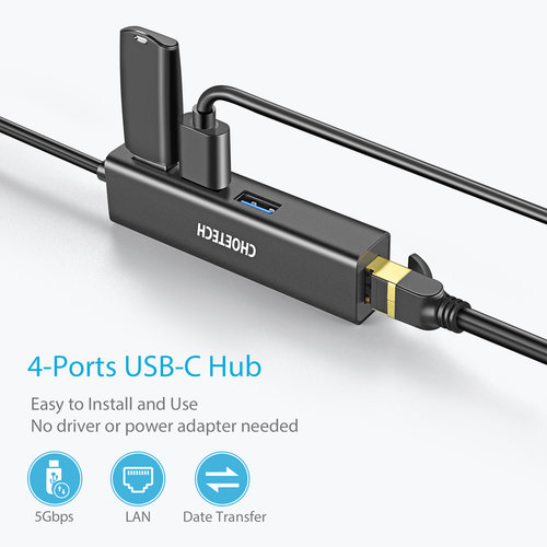 Choetech USB-C naar RJ45 adapter en 3x USB 3.0