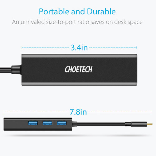 Choetech USB-C to RJ45 adapter and 3x USB 3.0