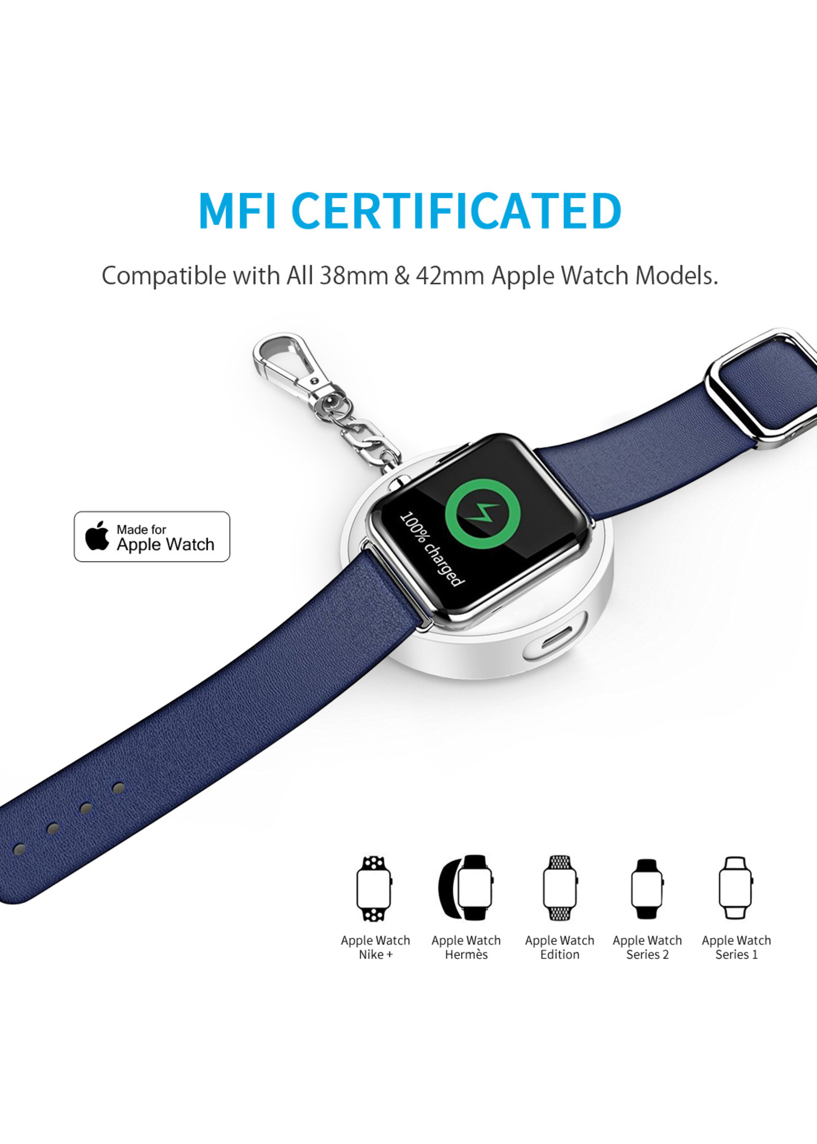 Choetech Powerbank 900mAh MFI for Apple Watch - Keychain