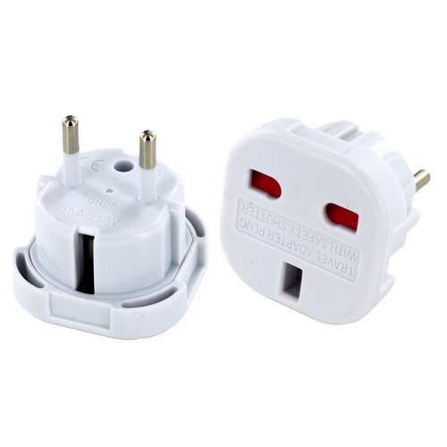 UK - EU Travel plug Blanc