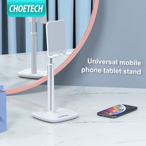 Choetech Support inclinable pour smartphone ou tablette en alliage d'aluminium - jusqu'à 10 pouces - blanc