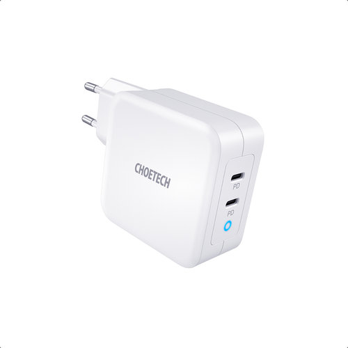 Choetech Dual USB-C GaN stroomadapter  - Power Delivery 100W