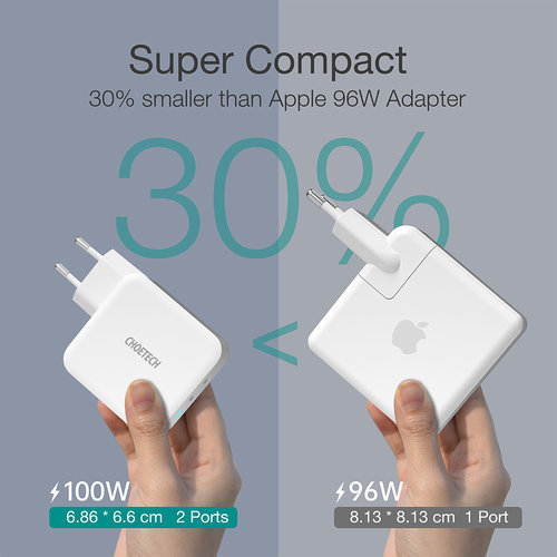 Choetech Dual USB-C GaN power adapter - Power Delivery 100W