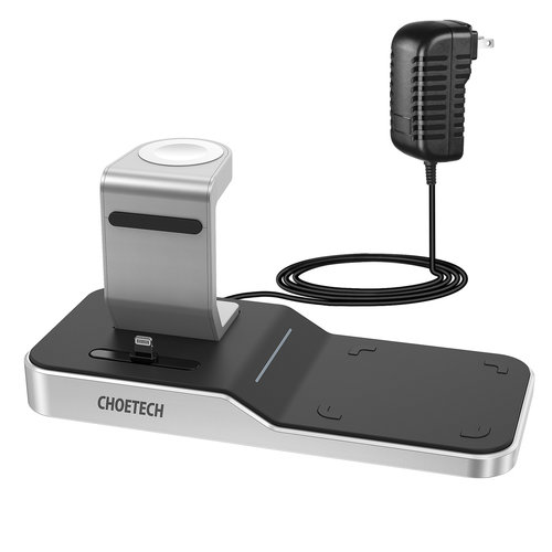 Choetech Station de charge 4 en 1 pour Apple Watch / AirPods / Smartphone - certifiée MFi et Qi - sortie USB-A supplémentaire - 10W