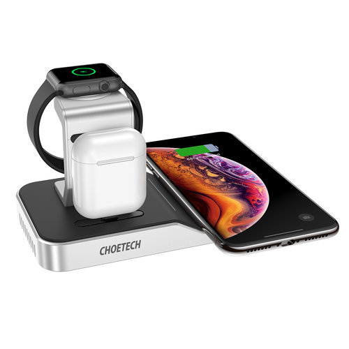 Choetech 4-in-1 oplaad station voor Apple Watch / AirPods / Smartphone - MFi en Qi gecertificeerd – extra USB-A output - 10W