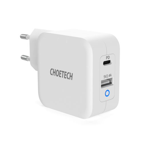 Choetech Dual GaN power adapter USB-C / USB-A - Power Delivery 65W