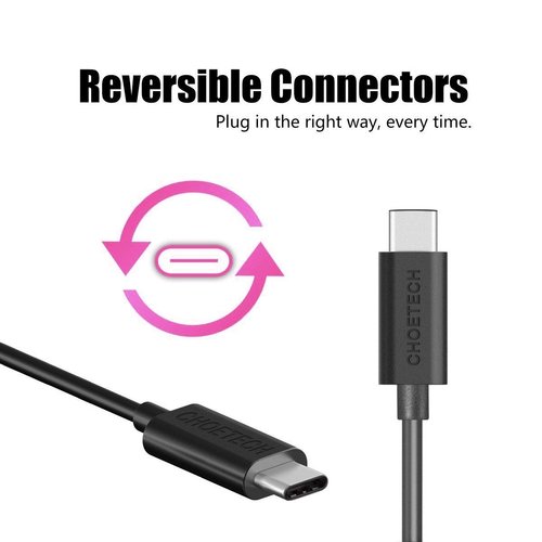 Choetech USB-C naar USB-C laad- en datakabel - 3A - 1 meter - zwart