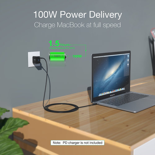 Choetech Câble de charge USB-C à USB-C de 100 watts avec PD - 2 mètres