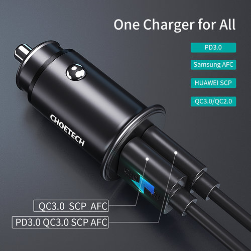 Choetech USB autolader met USB-C 30W Power Delivery