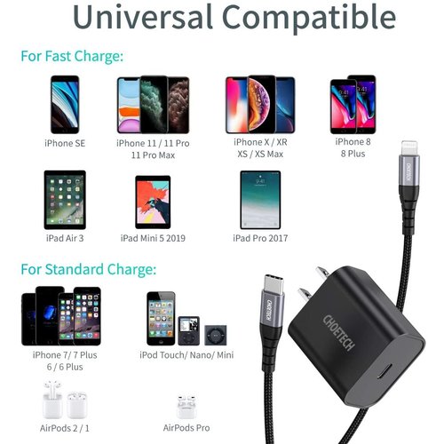 Choetech Choetech USB-C power adapter with Quick Charge 3.0 and PD 3.0 - 18W