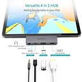 Choetech Aansluitende 4 in 1 USB-C hub naar USB-C PD, USB-A, HDMI en 3.5mm audio jack - sky grey