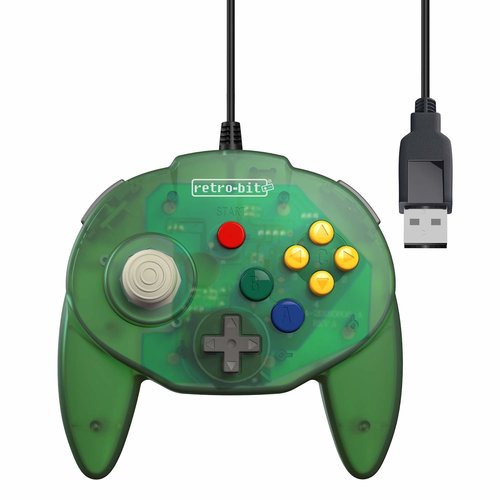 retro-bit Nintendo 64 Tribute Controller with USB connection for PC - Green