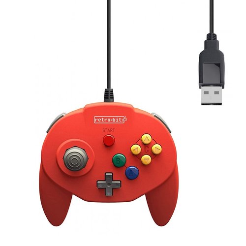 retro-bit Nintendo 64 Tribute Controller with USB connection for PC - Red