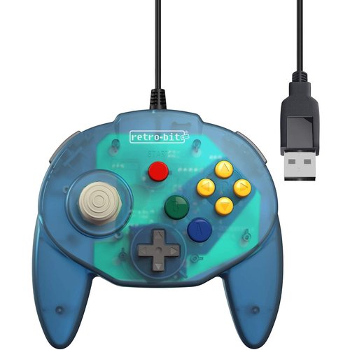 retro-bit Nintendo 64 Tribute Controller with USB connection for PC - Ocean Blue