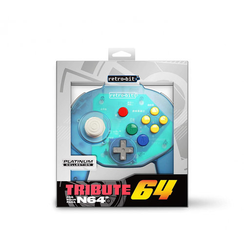 retro-bit Nintendo 64 Tribute Controller with USB connection for PC - Ocean Blue